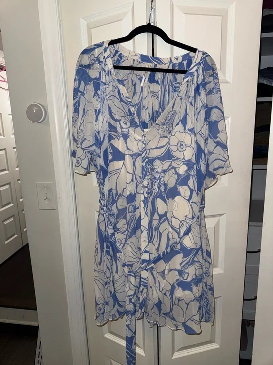 V-Neck Ruffle-Sleeve Pleated Dress by Anthropologie Plus size - Picture 1 of 3